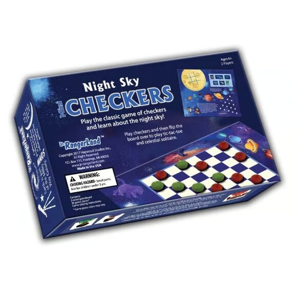 Night Sky Mini Checkers Game For Kids By Jr. RangerLand 8.5" X 5.25" - Picture 5 of 6